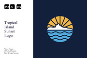 Tropical Island Sunset Logo, a Branding & Logo Template by Luxury Logos (Thumbnail 1 of 4)