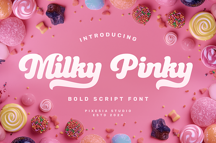 Milky Pinky - Bold Script Font, a Script Font by Pixesia Studio