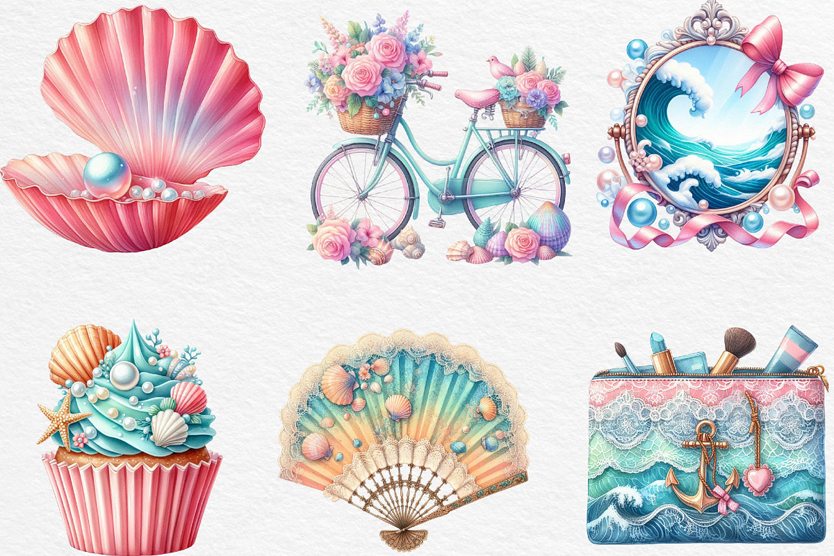 Coquette Coastal Clipart Bundle, an Illustration by Black Bird Studio (Photo 2 of 4)