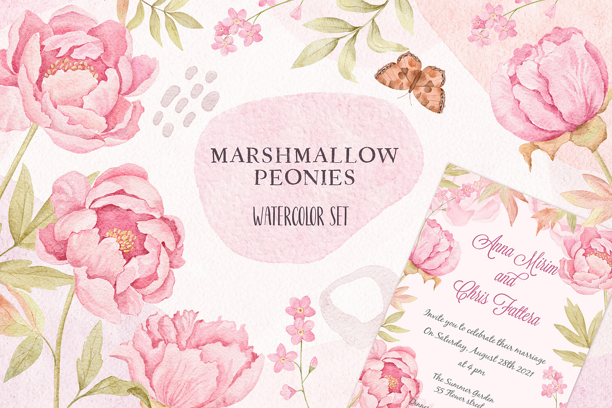 Marshmallow Watercolor Peonies, an Illustration by Irina Diasli (Photo 1 of 12)