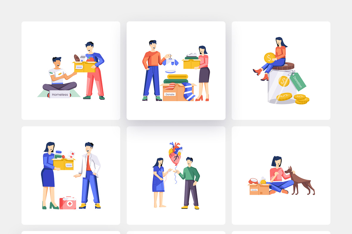 Charity and Donation Art Set, a Person Illustration by Vectors Market (Photo 6 of 7)