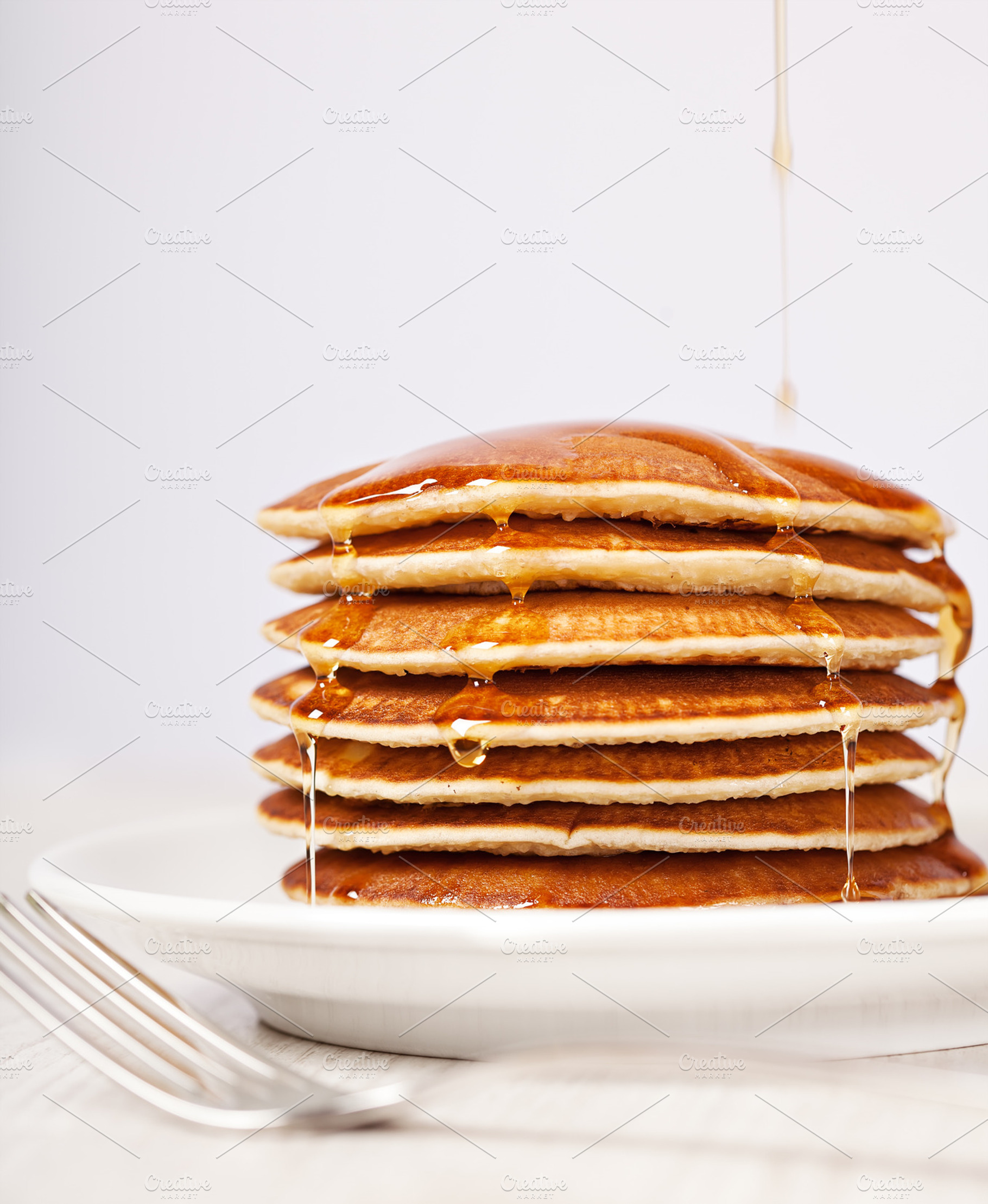 Stack Of Pancakes With Maple Syrup B