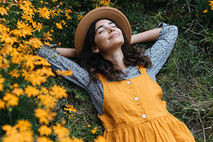 Young woman in a mustard yellow, a Person Photo by MistyDay