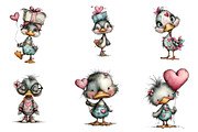 quirky valentine day duck clipart, an Illustration by CreationArt (Thumbnail 2 of 5)
