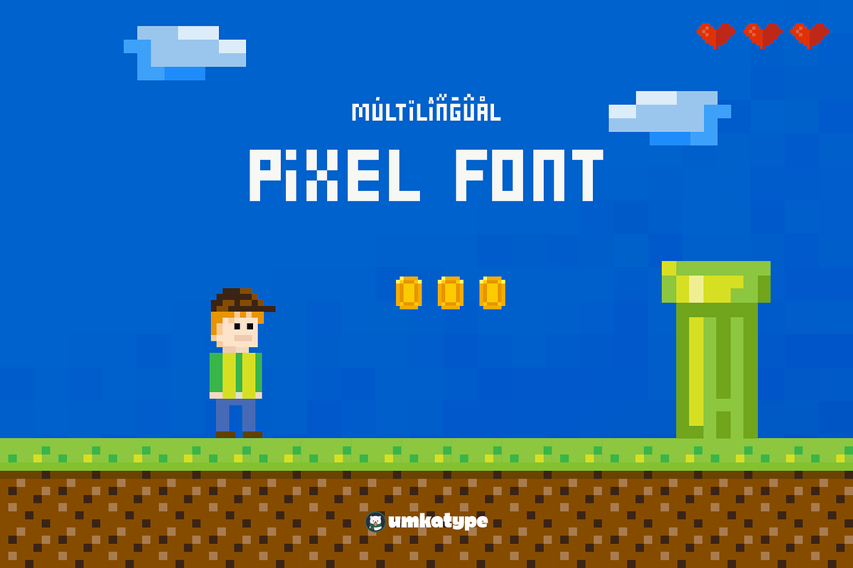 SuperDario Pixel Game Font, a Font by alpercakici (Photo 4 of 9)
