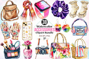 Watercolor Accessories Clipart PNG, an Object Illustration by Canvas Craft (Thumbnail 1 of 3)