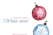 Christmas snowman watercolor clipart, a Seasonal Illustration by SabinaWatercolorArt (Thumbnail 17 of 17)