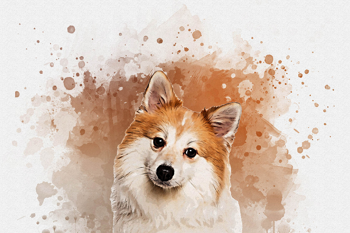 Dog Watercolor Painting Bundle, an Action Add-On by Photoshop Action (Photo 8 of 14)