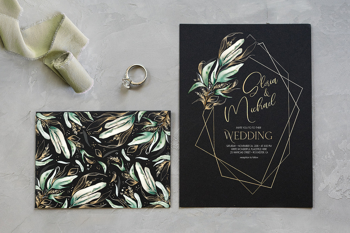Mellow Greenery. Watercolor and Gold, a Decorative Illustration by Tinydew (Photo 8 of 14)