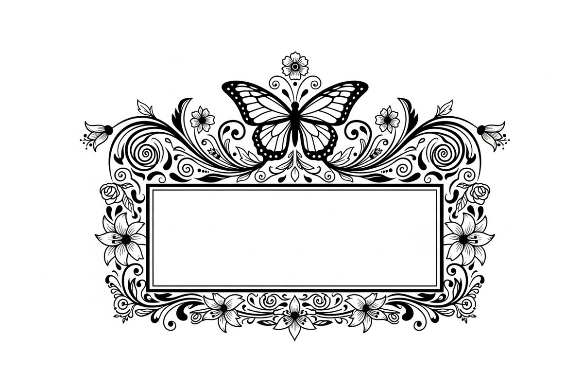 Butterfly Floral Frame SVG Bundle, an Illustration by Creativeshirt (Photo 12 of 31)
