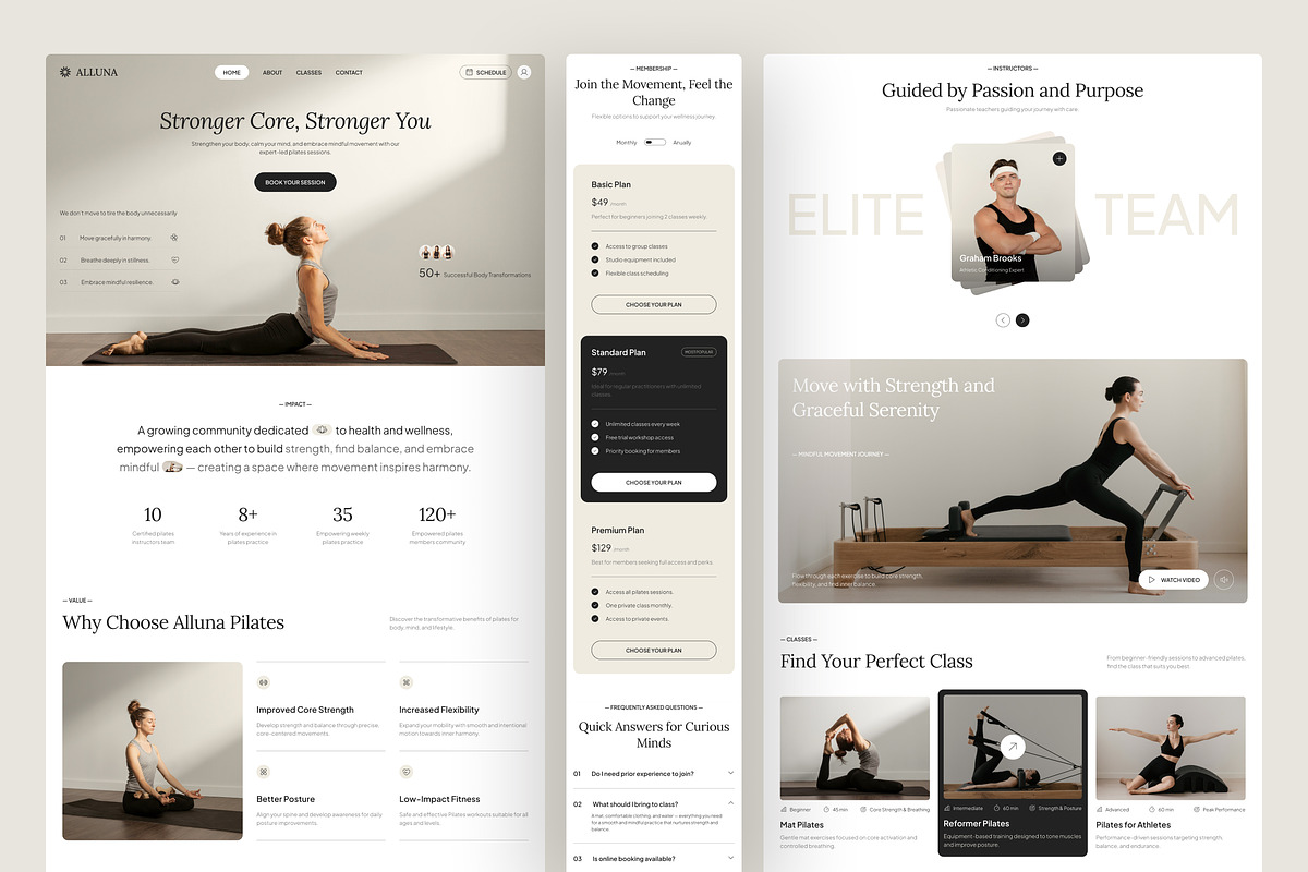 Alluna – Pilates Studio Landing Page, a Websites & App Template by peterdraw (Photo 2 of 3)