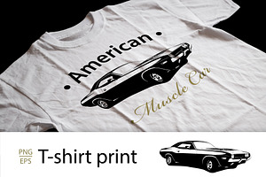 T-Shirt Print Muscle Car Vector, a Sport Illustration by Plaid4You