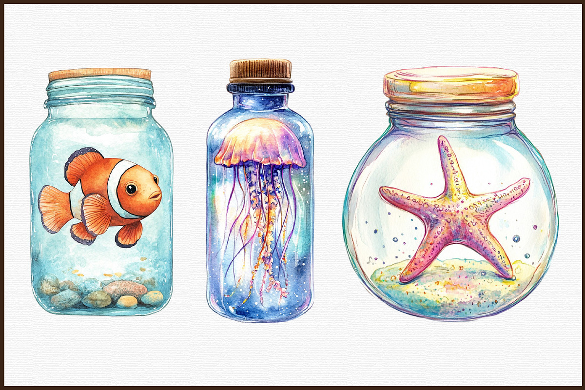 Pastel Aquarium Fish In Jar Clipart, an Illustration by Sublimation Artist (Photo 3 of 6)
