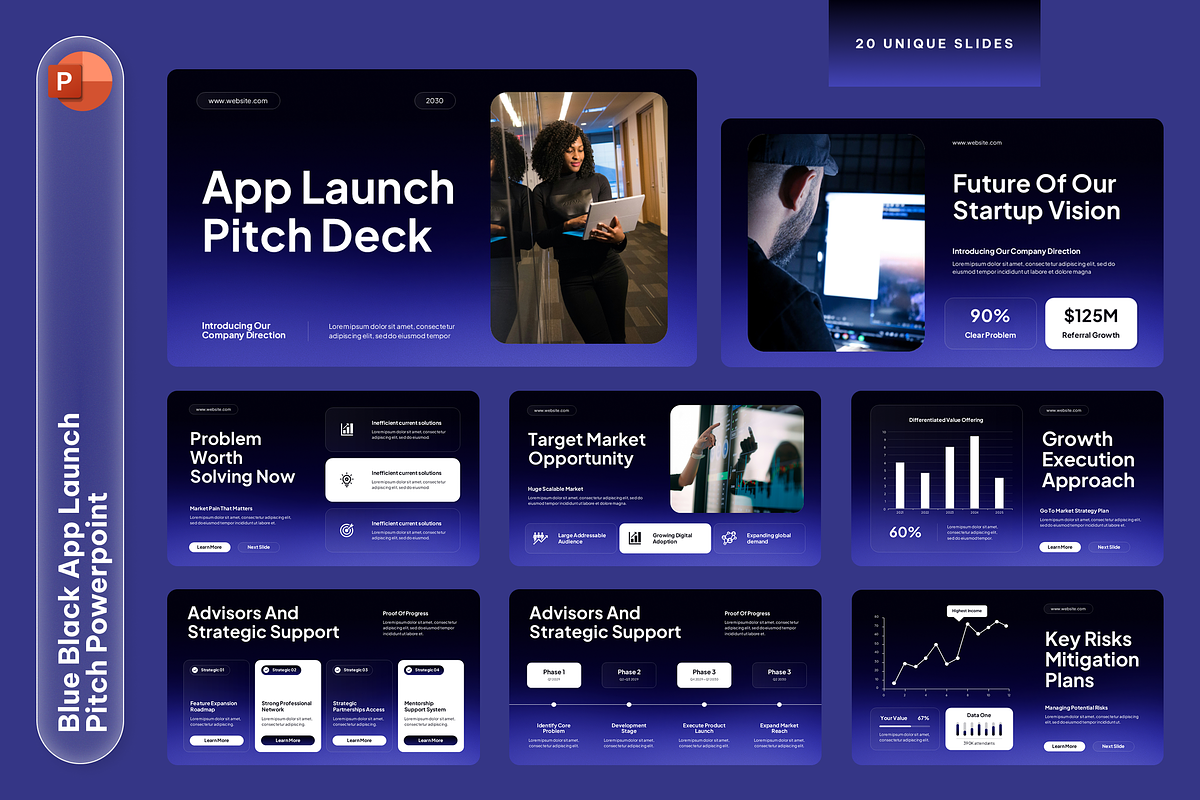 Blue Black App Launch Pitch, a Presentation Template by Sixtemp (Photo 1 of 3)
