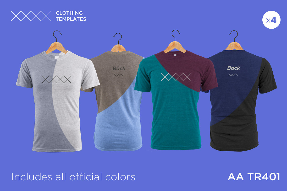 AA TR401 - Blank T-shirt mock up set, a Shirt Mockup by Clothing Templates (Photo 3 of 3)