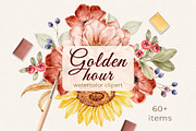 Floral Watercolor set Golden Hour, a Decorative Illustration by Eves_Aquadreams (Thumbnail 1 of 14)