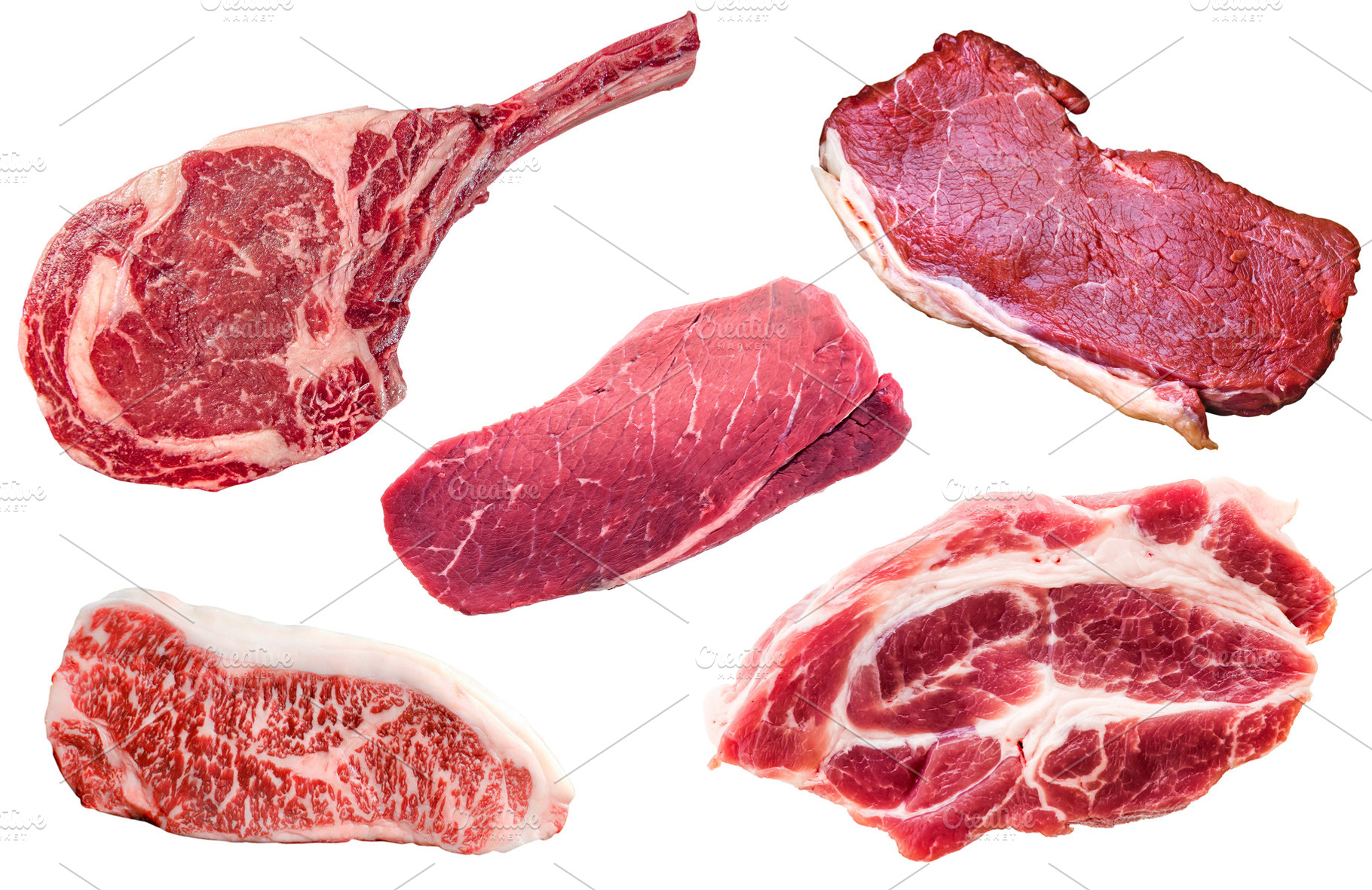 Raw beef stakes isolated, a Food & Drink Photo by BOOCYS