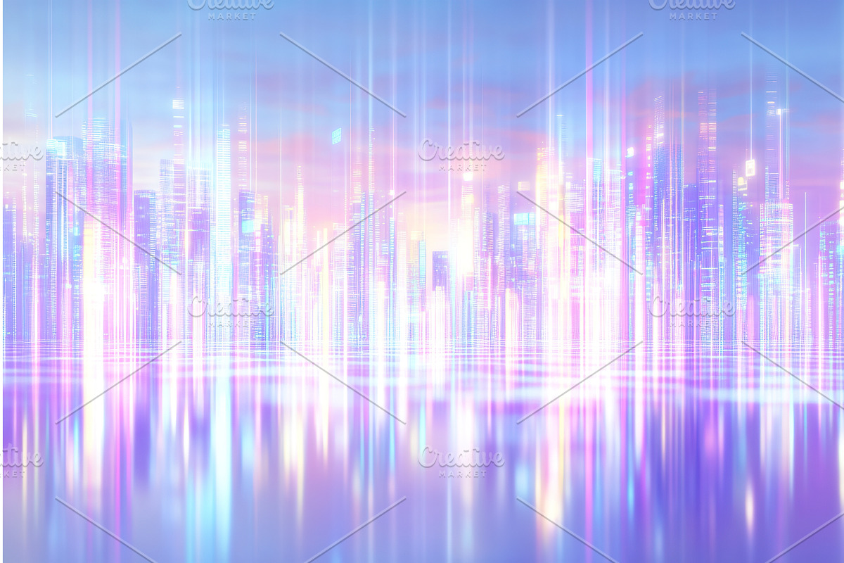Futuristic neon cityscape with, an Object Illustration by Lermont51