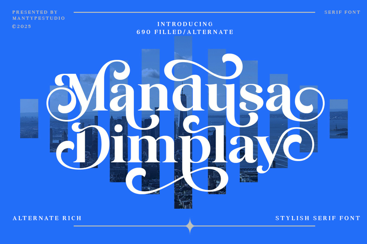 Mandusa dimplay, a Serif Font by Mantype Studio (Photo 1 of 15)