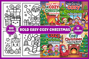 Bold Easy Cozy Christmas Coloring, a Seasonal Illustration by Coco Bloom