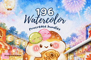 Procreate watercolor brush bundle, a Brush Add-On by ProcreateiBox (Thumbnail 1 of 12)