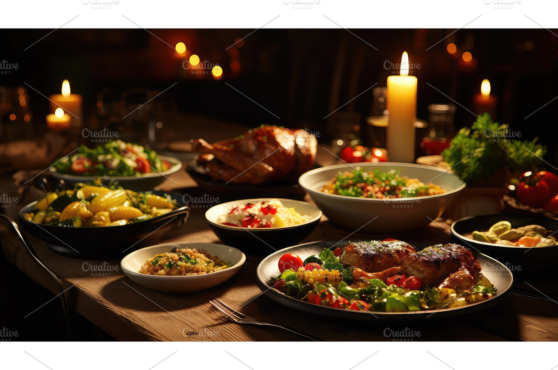 delicious meal food background ai, a Food & Drink Photo by pikepicture