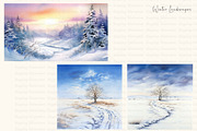 Watercolor Snowy Owls and Landscapes, an Animal Illustration by Dazzling Art Boutique (Thumbnail 5 of 11)