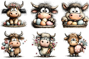 Whimsical Easter Highland Cow Clipar, an Illustration by Sublimation Artist (Thumbnail 4 of 6)