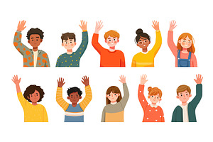 Happy waving kids. School children, an Education Illustration by Stock-Smart-Start