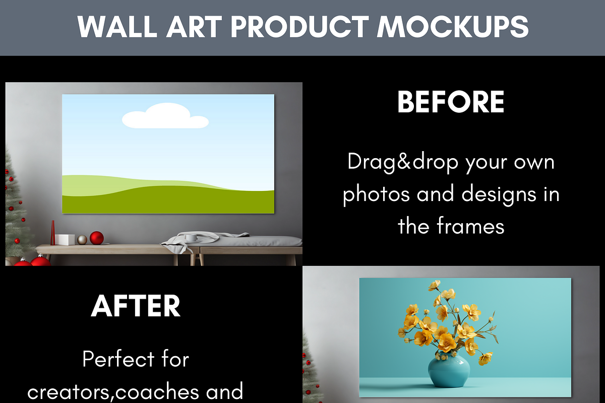 Horizontal Wall Art Canva Mockups, a Merchandise Mockup by LA Design (Photo 6 of 10)