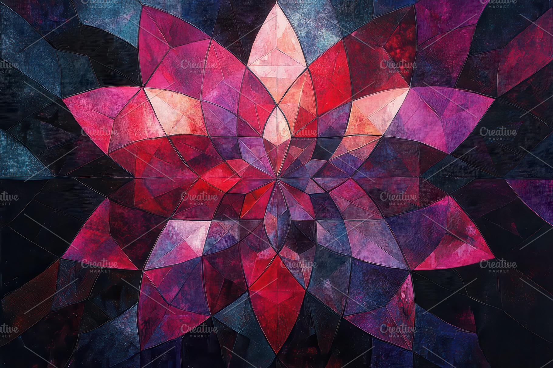 Abstract Geometric Flower Painting D, a Photo by Pixeness Studio