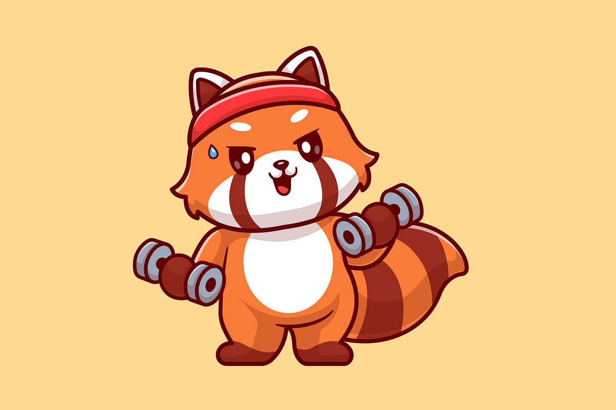 Cute Red Panda Lifting Dumbbell, an Animal Illustration by Catalyst Labs (Photo 3 of 3)