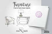 Furniture Hand drawn Vector set, a Decorative Illustration by Alltruecolours (Thumbnail 1 of 5)