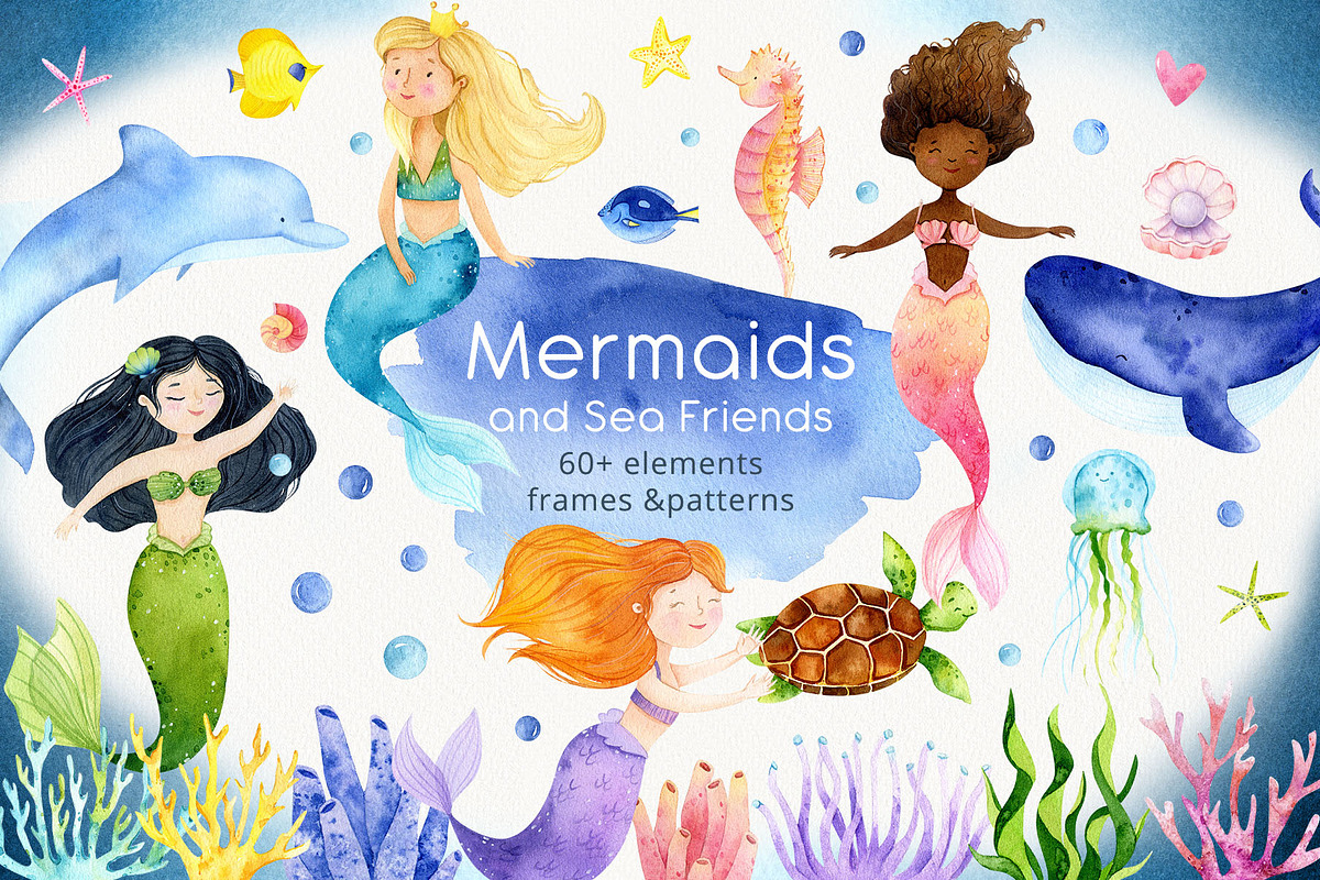 Mermaids and Under sea animals, an Animal Illustration by Watercolor Nastasia Art (Photo 1 of 19)