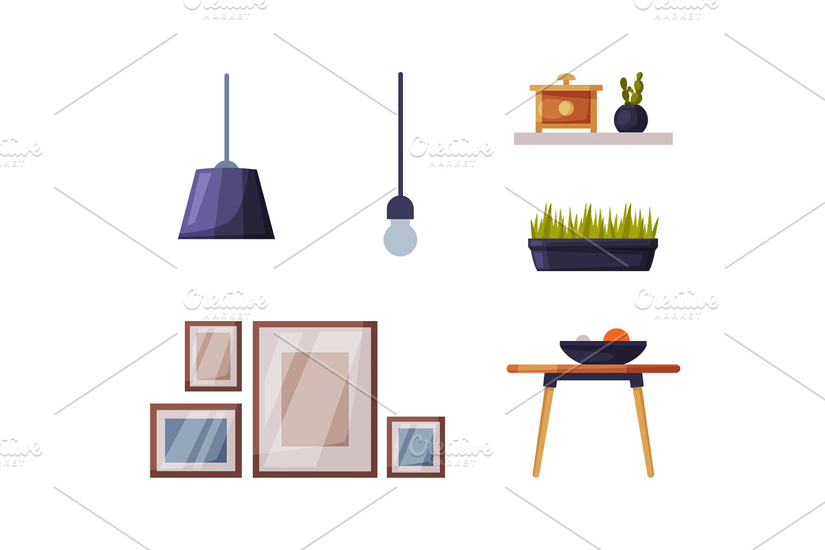 Modern Room Interior Items with, an Object Illustration by TopVectors