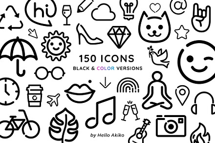 150 Cute Line Icons