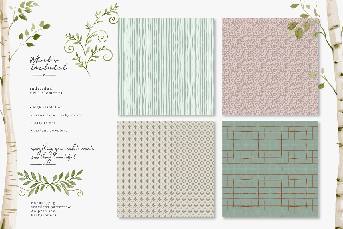 whimsical woodland clipart set, a Decorative Illustration by Patishop Art (Photo 4 of 15)