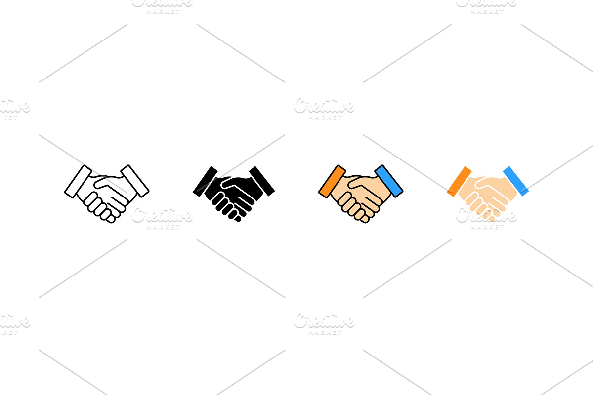 Various styles of a handshake icon, an Object Illustration by skripnikbb