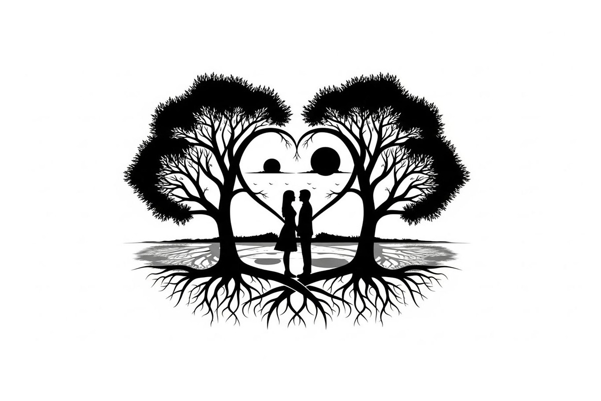 Romantic Couple in Nature Silhouette, a Graphic by Artivon (Photo 12 of 13)