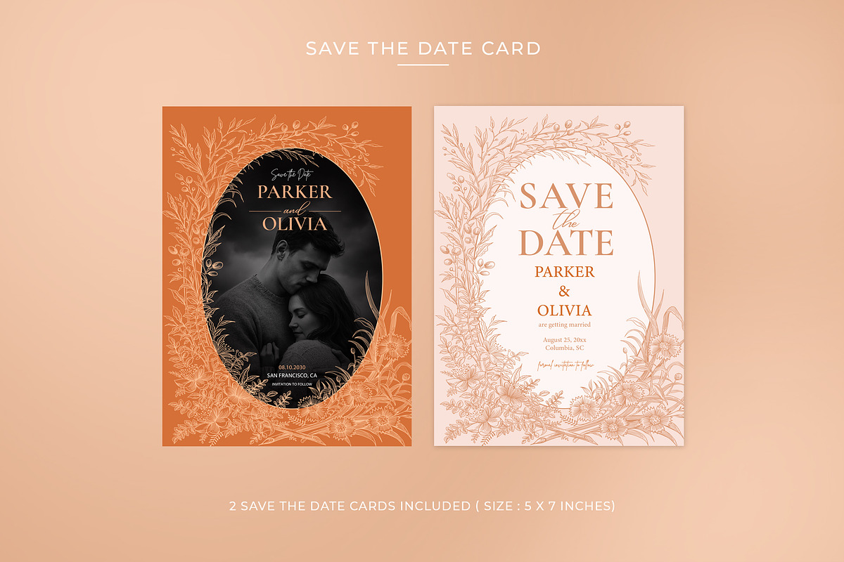 Peach Floral Wedding Templates, a Print Template by Shwet Art (Photo 3 of 10)