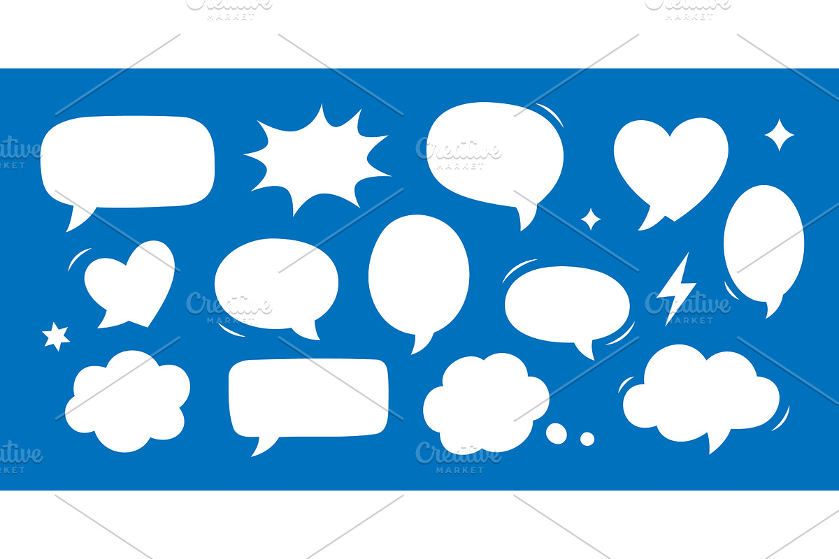 White comic speech bubbles with blue, an Object Illustration by GraphiShop