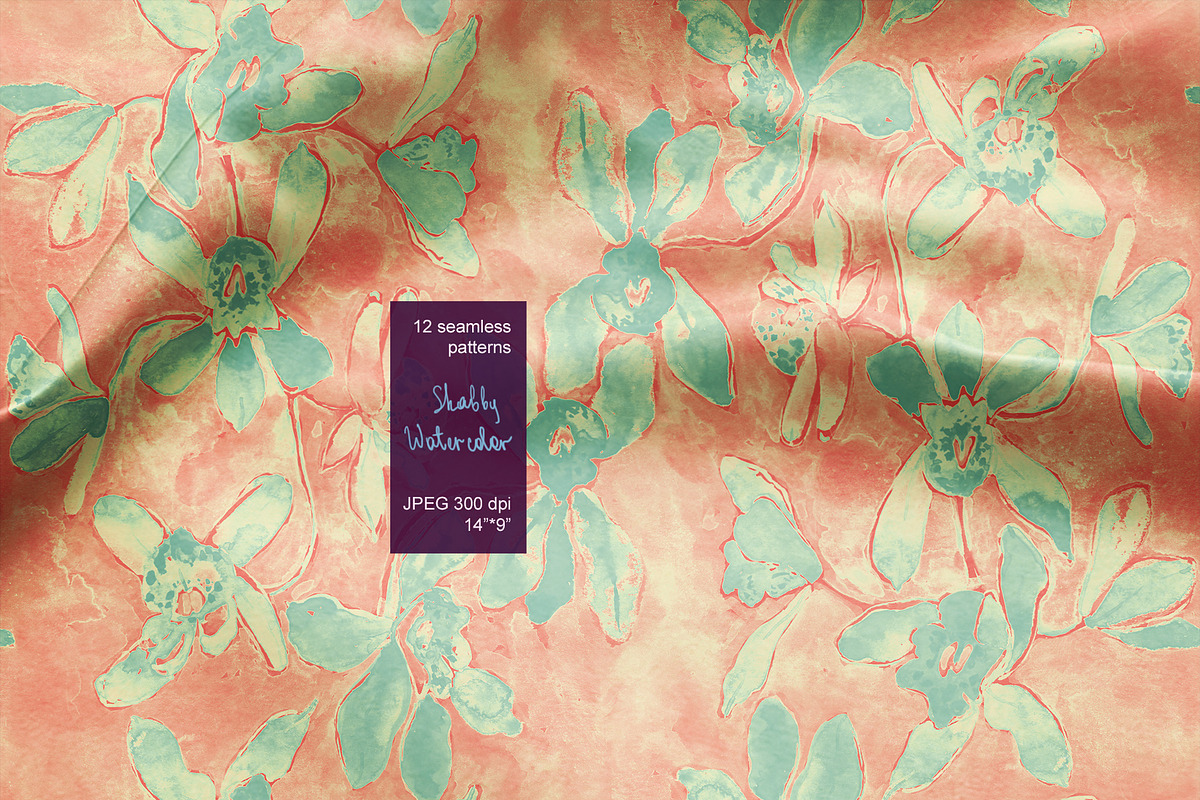Shabby watercolor seamless set, a Pattern Graphic by PatternsBlooming (Photo 6 of 9)