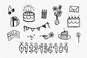 Hand Drawn Happy Birthday Clipart, an Illustration by Jordyn Grace Design