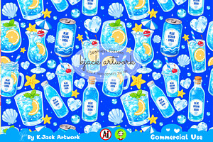 Cute Blue Ocean Soda Seamless