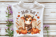 Baby Highland Cow Hello Fall PNG, an Illustration by CraftArtStudio (Thumbnail 2 of 4)