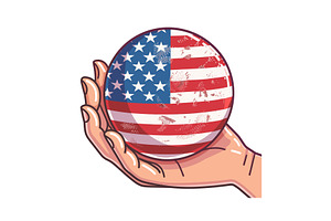Hand presenting USA flag sphere, an Object Illustration by Vectorstockersland
