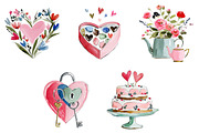 Watercolor Romantic Clipart, an Illustration by Craft Nest (Thumbnail 3 of 5)