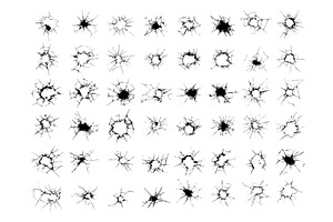 Shattered broken glass holes black, a Texture Illustration by Onyx