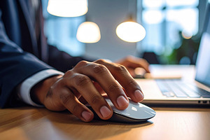 Professional Using Computer Mouse at Desk, a Business Photo by Davizro's Market