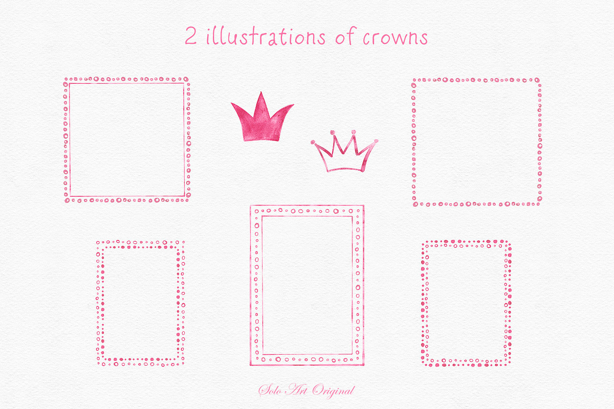 Pink Frames Watercolor Hand Drawn, an Object Graphic by Solo Art Original (Photo 4 of 9)